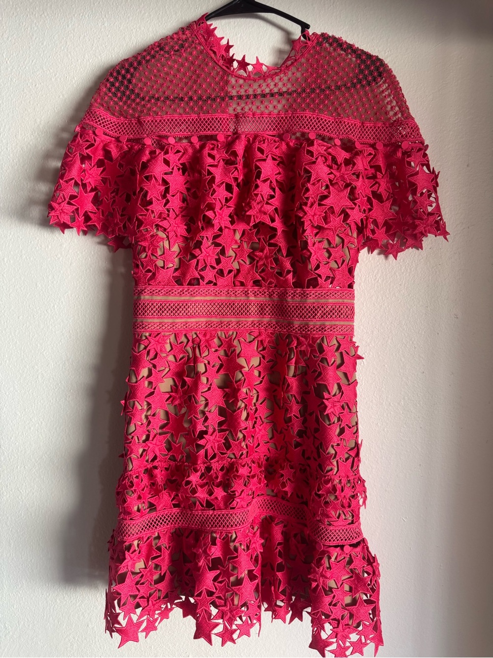 Self-Portrait Fuchsia Star-Cutout Mini Dress